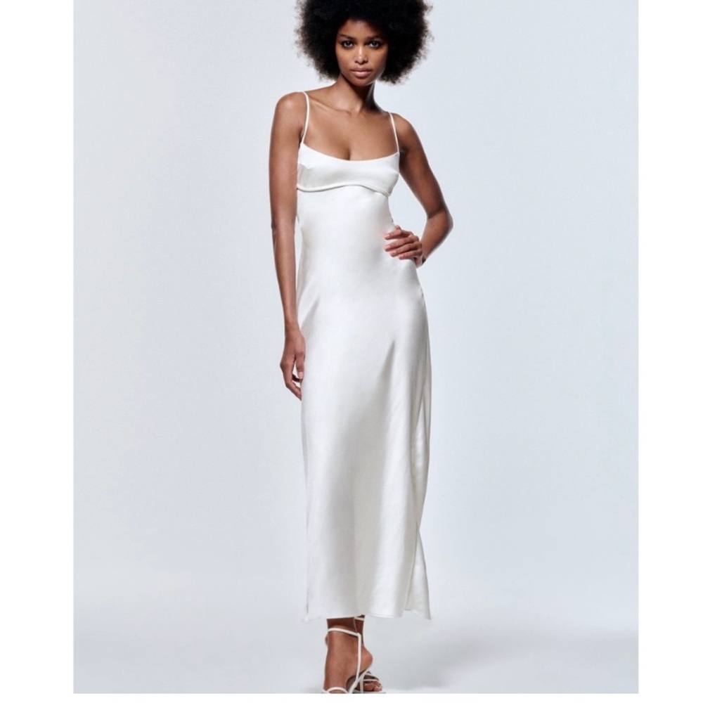 Zara Satin Effect Midi Cut Out Dress. Tik Tok Dress